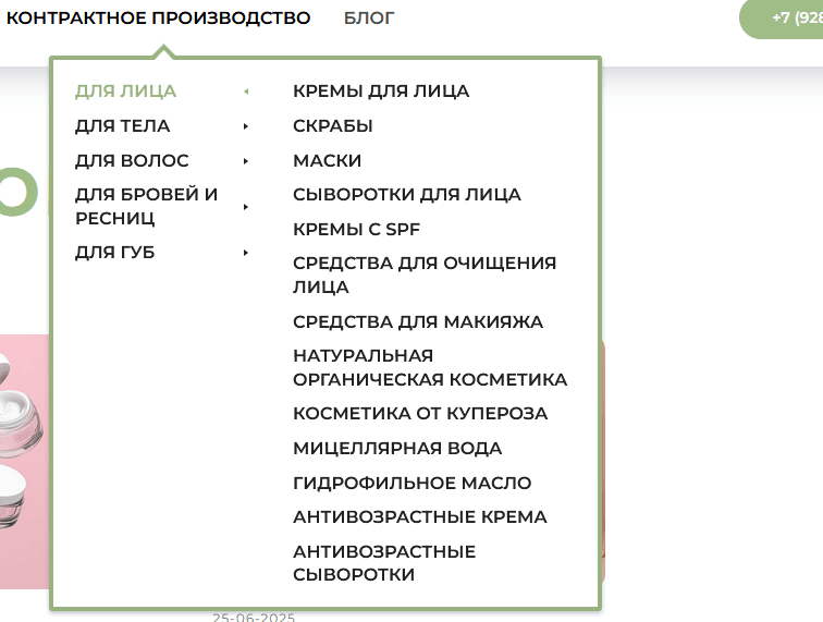 Оптимизированные посадочные страницы под виды продукции